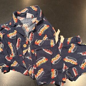 Old Navy Navy Blue Hot Dog Print Baby shorts set